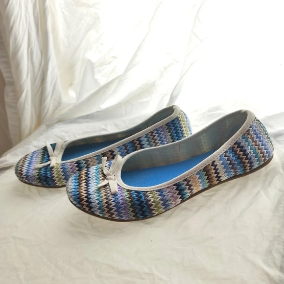 Woven Canvas Chevron Flats - Picture 2 of 11